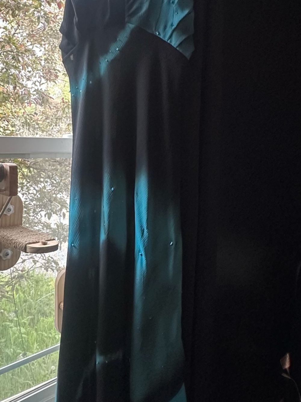 Teal and Black Asymmetrical Evening Dress
